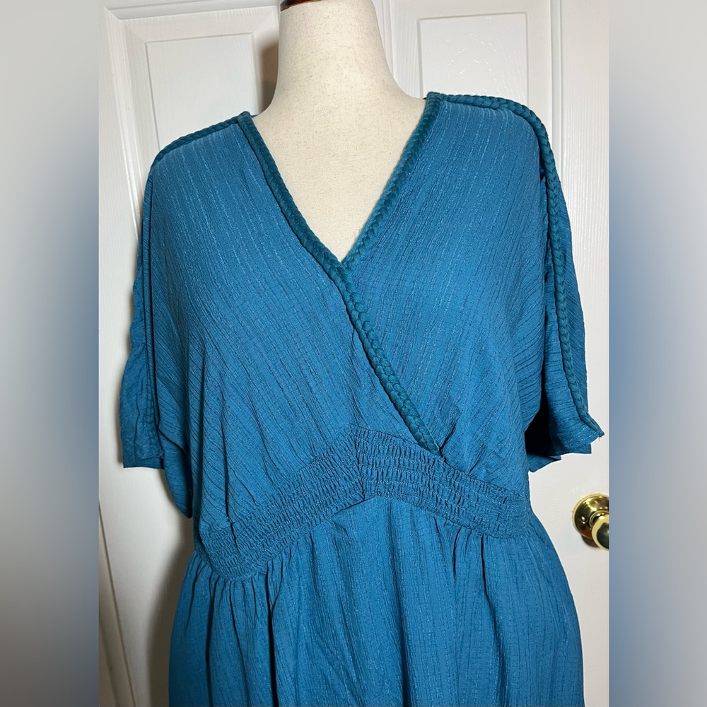BloomChic Women’s Teal Blue Textured Maxi Dress - Picture 2 of 6